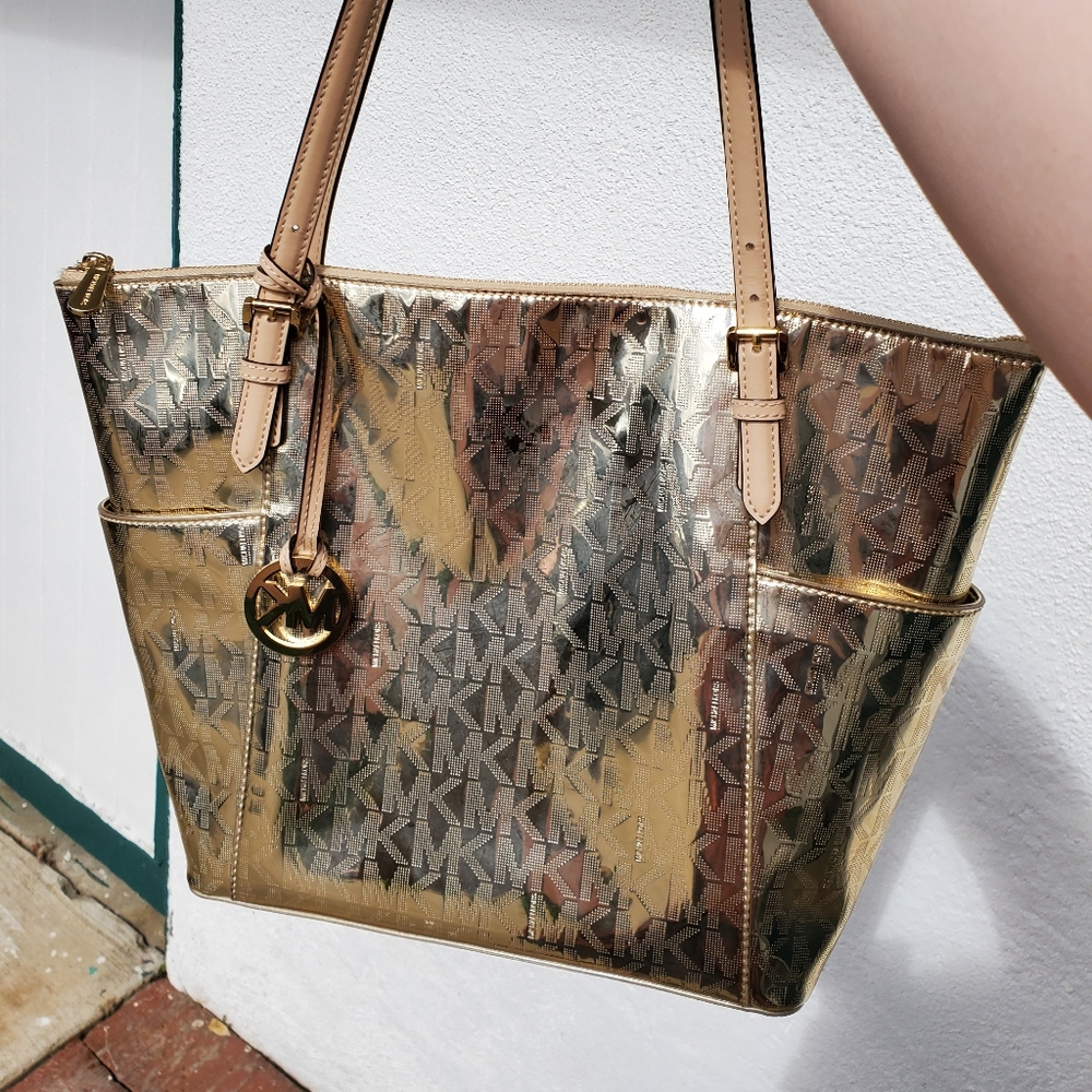 Michael Kors mirror gold tote